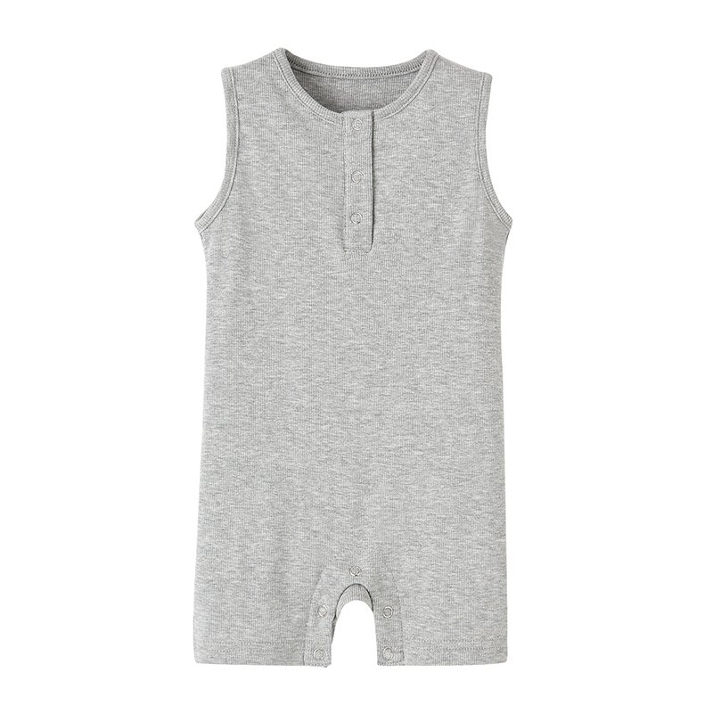 New Arrival Newborn Solid Ribbed Knit Clothes Boy Girl Tank Baby Henley Jumpsuits Summer Baby Romper