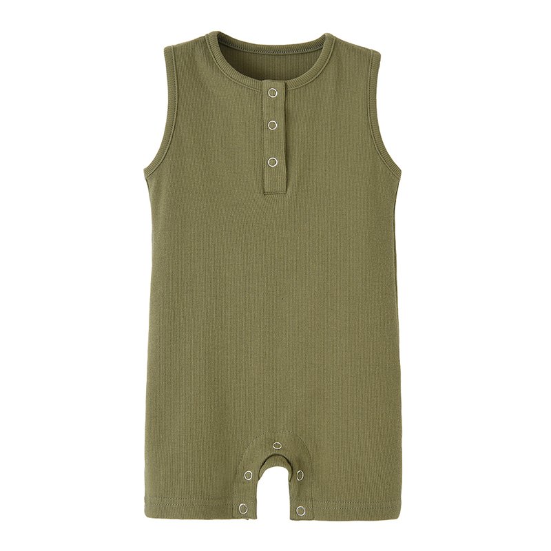 New Arrival Newborn Solid Ribbed Knit Clothes Boy Girl Tank Baby Henley Jumpsuits Summer Baby Romper
