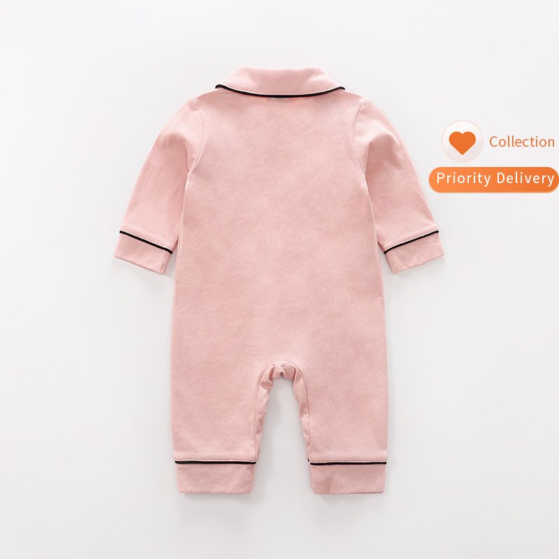 Newborn baby home rompers spring autumn long sleeve fashion lapel pajamas hot sale wholesale