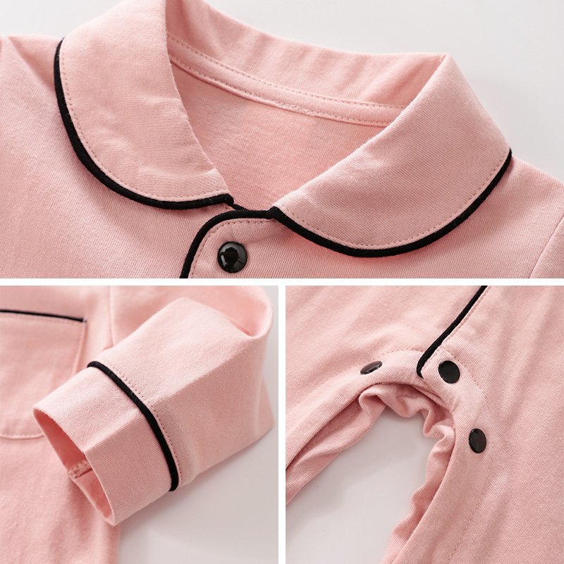 Newborn baby home rompers spring autumn long sleeve fashion lapel pajamas hot sale wholesale