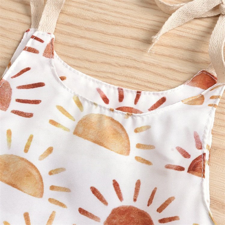 Newborn Girls Romper Summer Sun Sunflower Print Stylish Sleeveless Infant Baby Rompers
