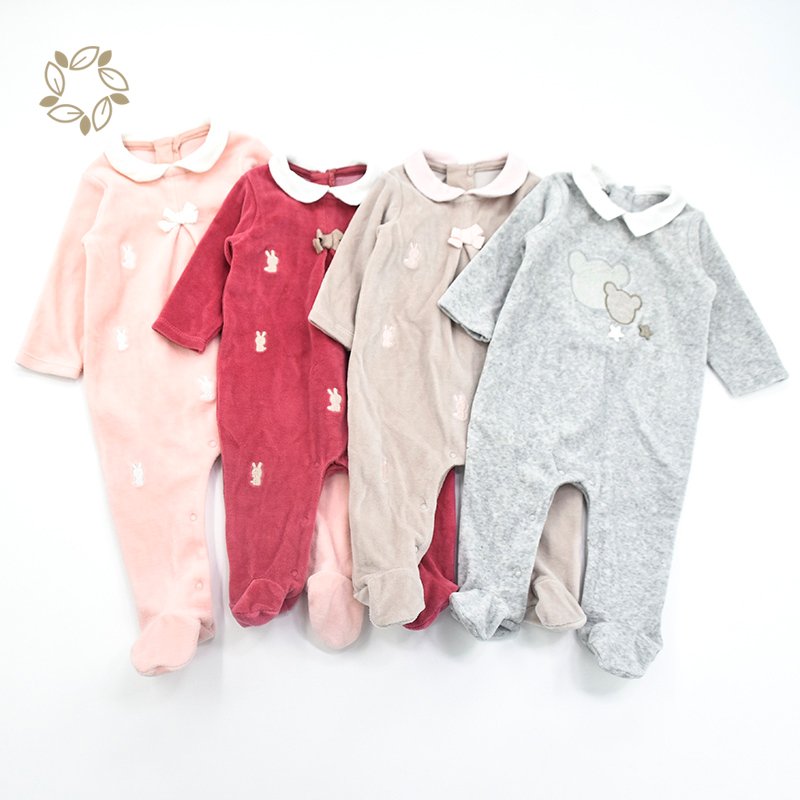 Baby Velour romper velvet baby clothes organic cotton velour footie romper onesie baby sleepsuit newborn Winter infant onesie