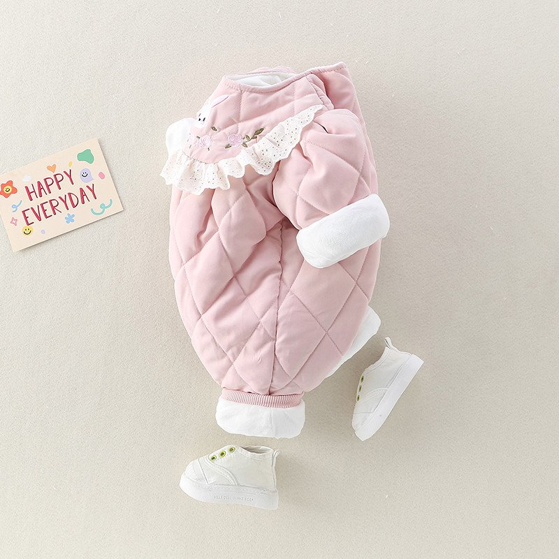 Wholesale 2024 Winter Baby Clothing Cute Style Embroidered Thick Long-Sleeved Baby Rompers