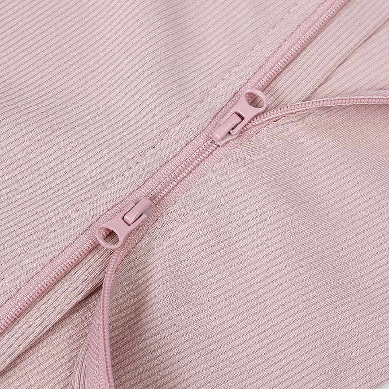 Stock Winter Bamboo Ribbed Footie newborn romper Organic Cotton Pink Long sleeve baby girl bodysuit with zipper