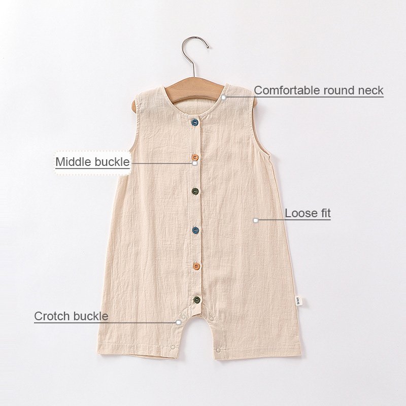 Baby Sleeveless Jumpsuits Summer Thin Boys Girls Breathable Cotton Clothes Fashion Baby Romper