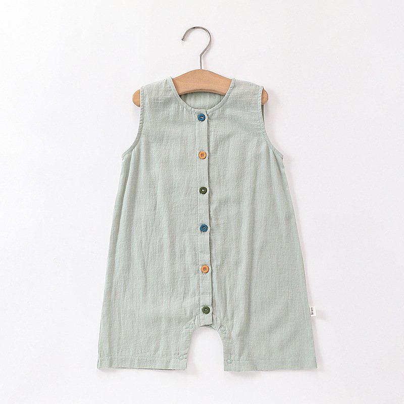 Baby Sleeveless Jumpsuits Summer Thin Boys Girls Breathable Cotton Clothes Fashion Baby Romper