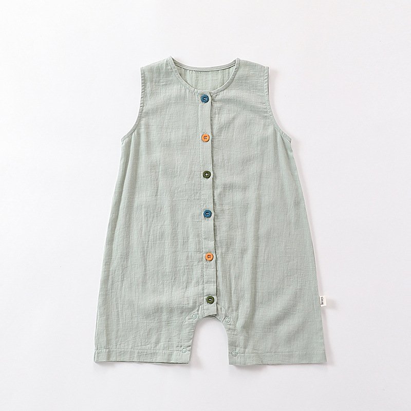 Baby Sleeveless Jumpsuits Summer Thin Boys Girls Breathable Cotton Clothes Fashion Baby Romper