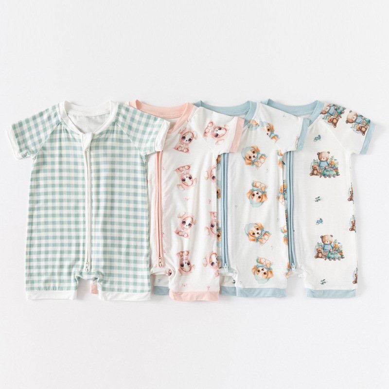 Breathable Baby Clothes Custom Cute Printed Bamboo Baby Ruffle Long Sleeve Baby Rompers