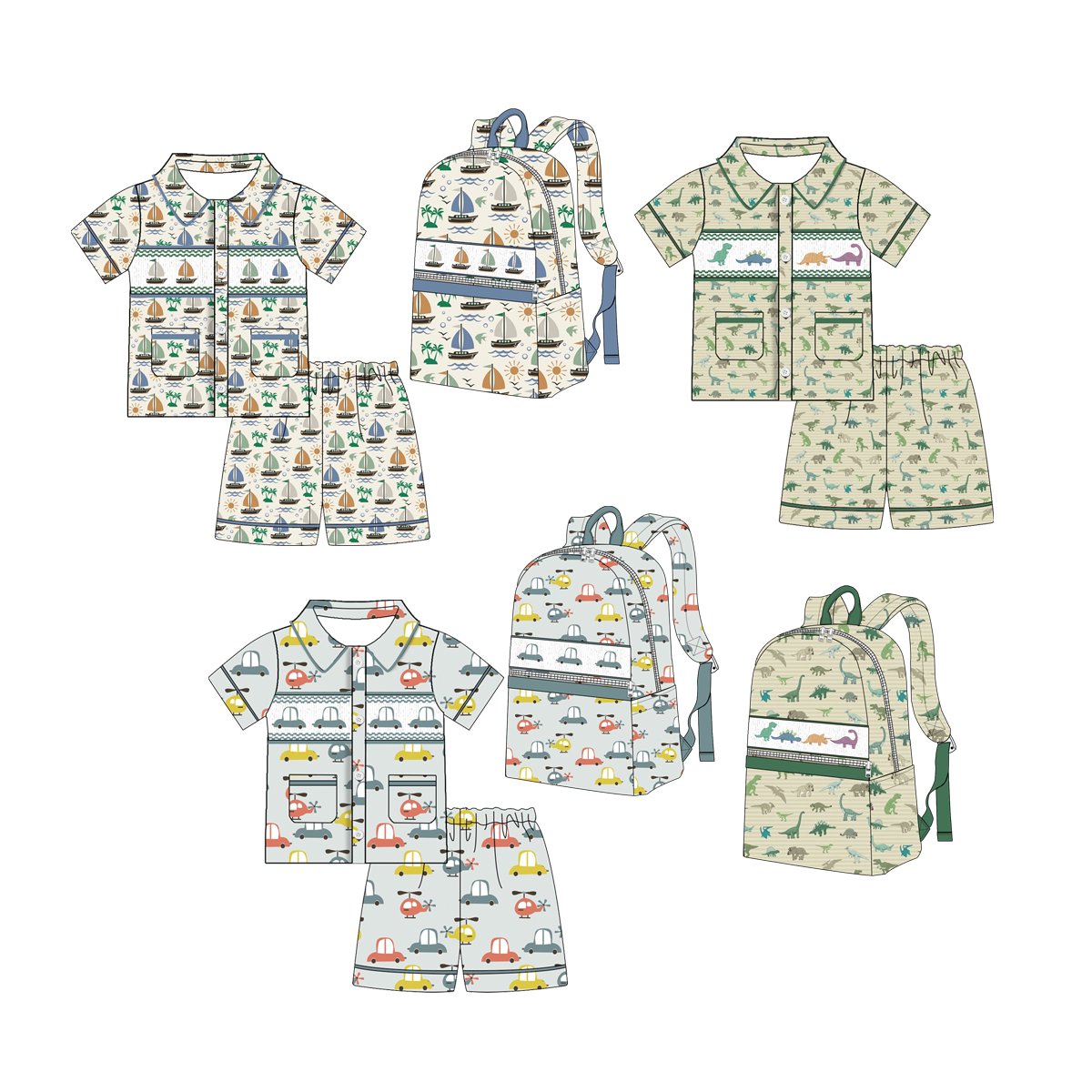 New Manufacturer design Customized Baby Smocking clothing Cowboy Printed baby smock romper with bib blanket