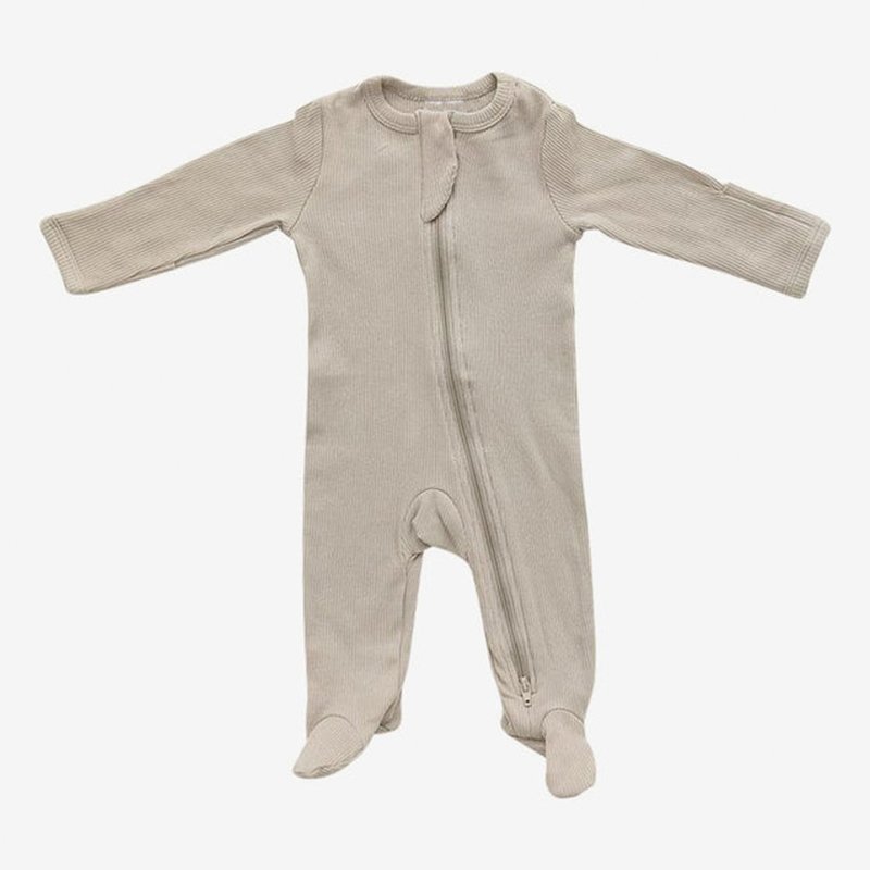 Ribbed baby romper organic cotton rib zipper footed one-piece romper sleep suit with zip thermal cotton baby sleeping onesie