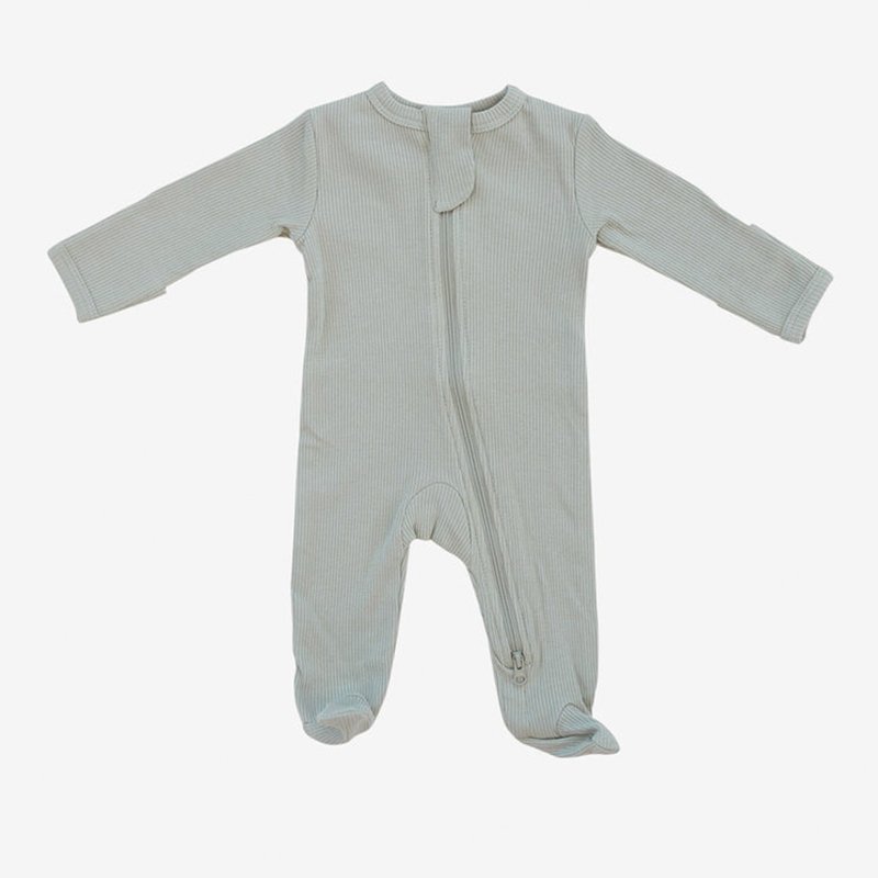 Ribbed baby romper organic cotton rib zipper footed one-piece romper sleep suit with zip thermal cotton baby sleeping onesie