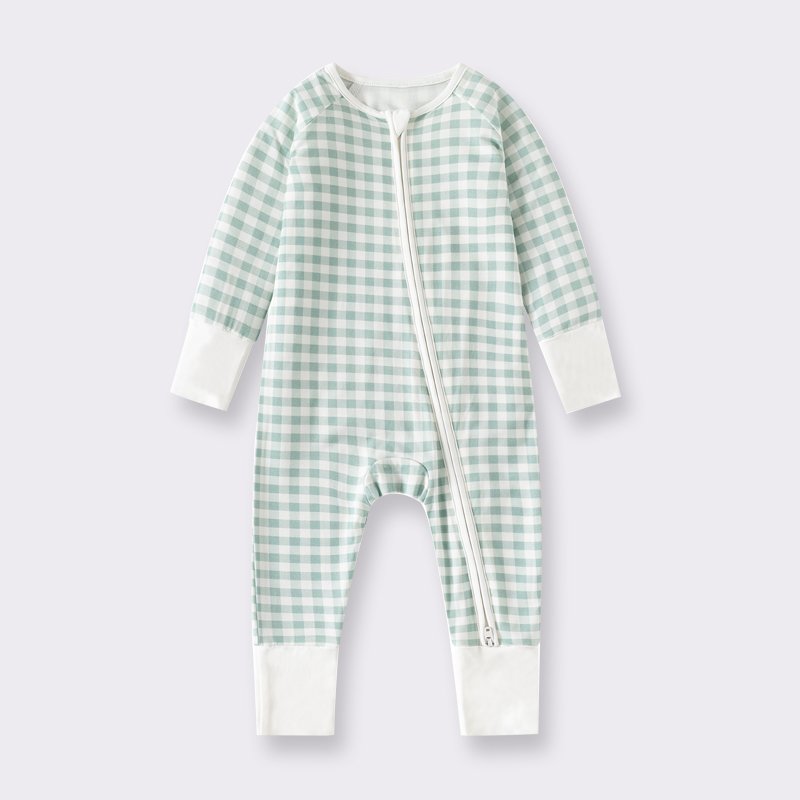 Custom organic bamboo Printing babi clothes romper Newborn toddlers Soft Zipper Long sleeve baby Romper jumpsuit 7049