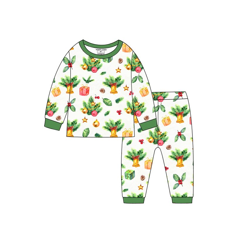 Custom design digital print baby christmas clothes long sleeve 97% Bamboo 3% Spandex zipper Baby Romper clothing sets