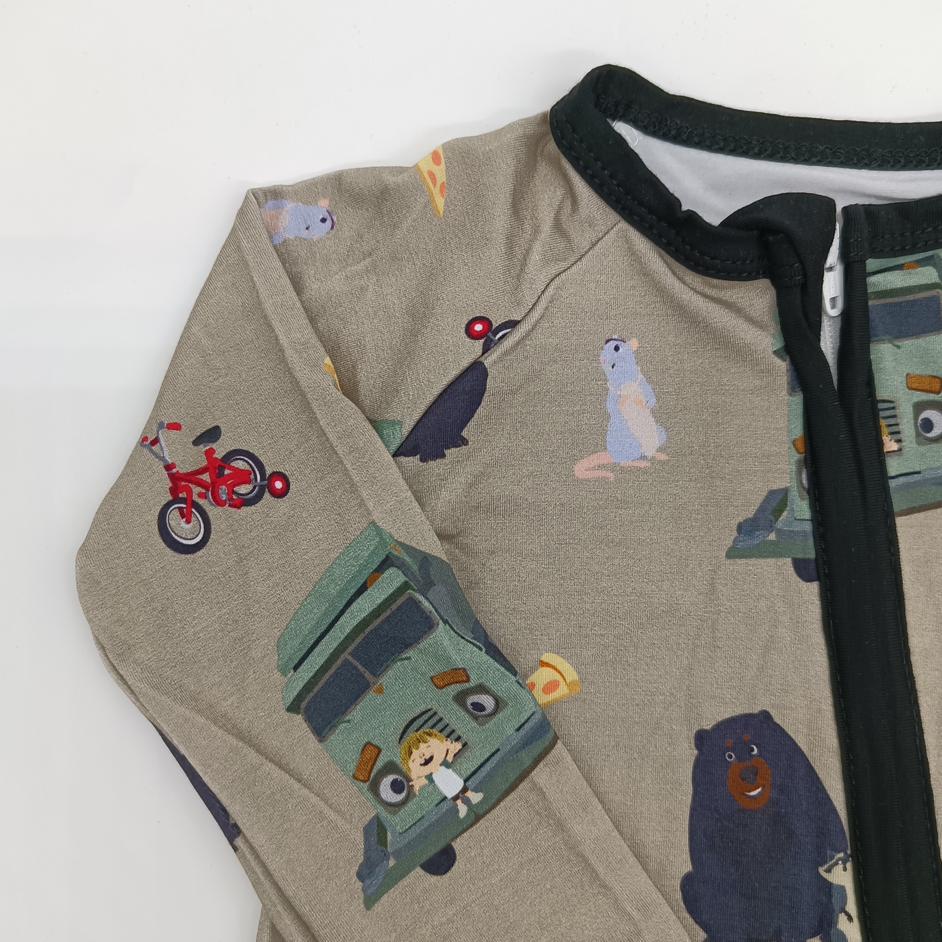 hot selling RTS low MOQ baby Bamboo fabric bear and truck pattern long sleeve children clothes