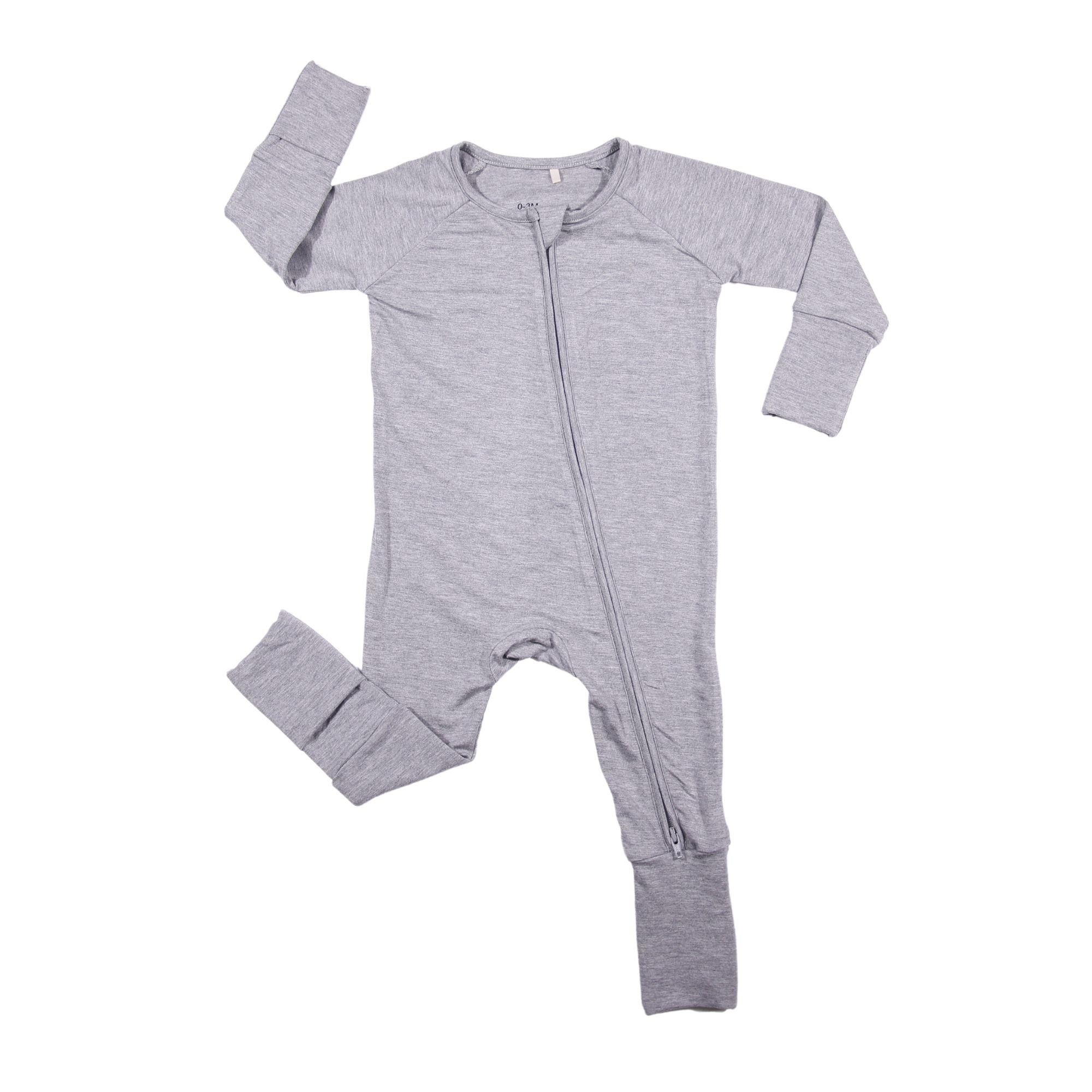2023 New Fabric Soft Safe Custom Plain Long Sleeve Bamboo Baby Romper With ZIpper Baby Bamboo Pajamas Baby Clothes