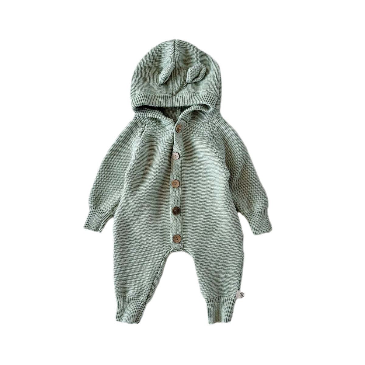 Wholesale 2024 Winter Baby Clothing Fashion Knit Solid Color Long Sleeve Cotton Baby Rompers