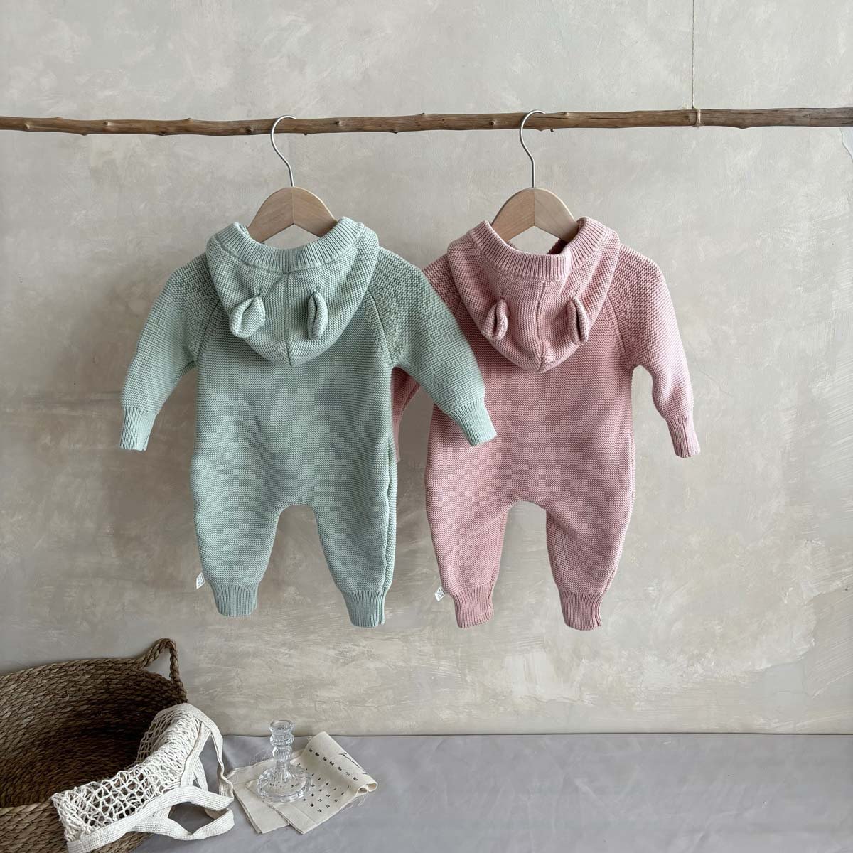 Wholesale 2024 Winter Baby Clothing Fashion Knit Solid Color Long Sleeve Cotton Baby Rompers