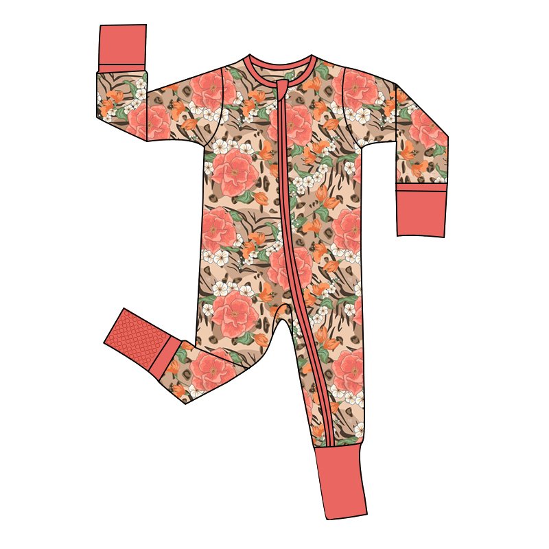 Customized New Fashion Print High-quality Comfortable Zip-up One-piece 97% Bamboo Viscose Zipper Romper Newborn Baby Clothes