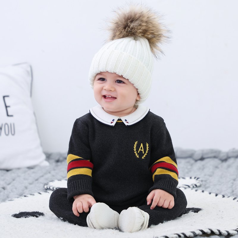 Custom wholesale fashion infant toddler boys and girls 100% cotton new design jumpsuit knitted sweater baby rompers