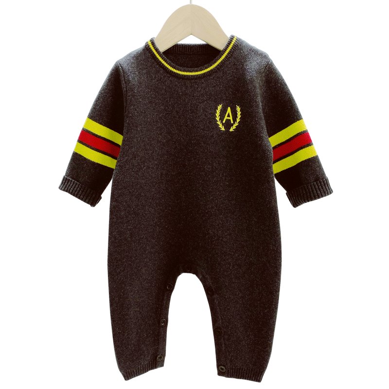 Custom wholesale fashion infant toddler boys and girls 100% cotton new design jumpsuit knitted sweater baby rompers