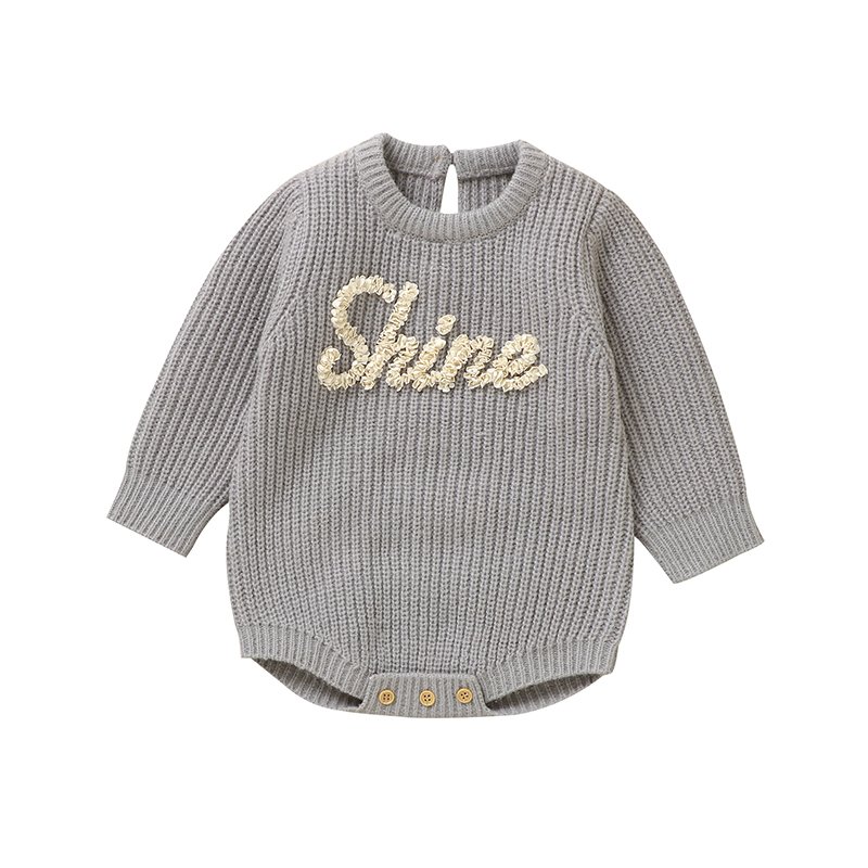 Mimixiong Baby Romper Custom Logo Embroidery Baby Clothes Newborn Long Sleeve Knitted Baby Sweater Romper