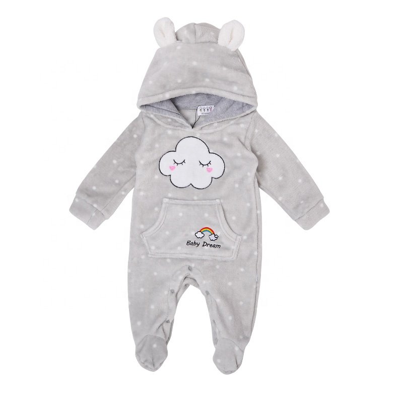 New Born Long Sleeve Hoodie Baby Boy Girl Winter Romper Clothes Oem Factory Kids Clothing