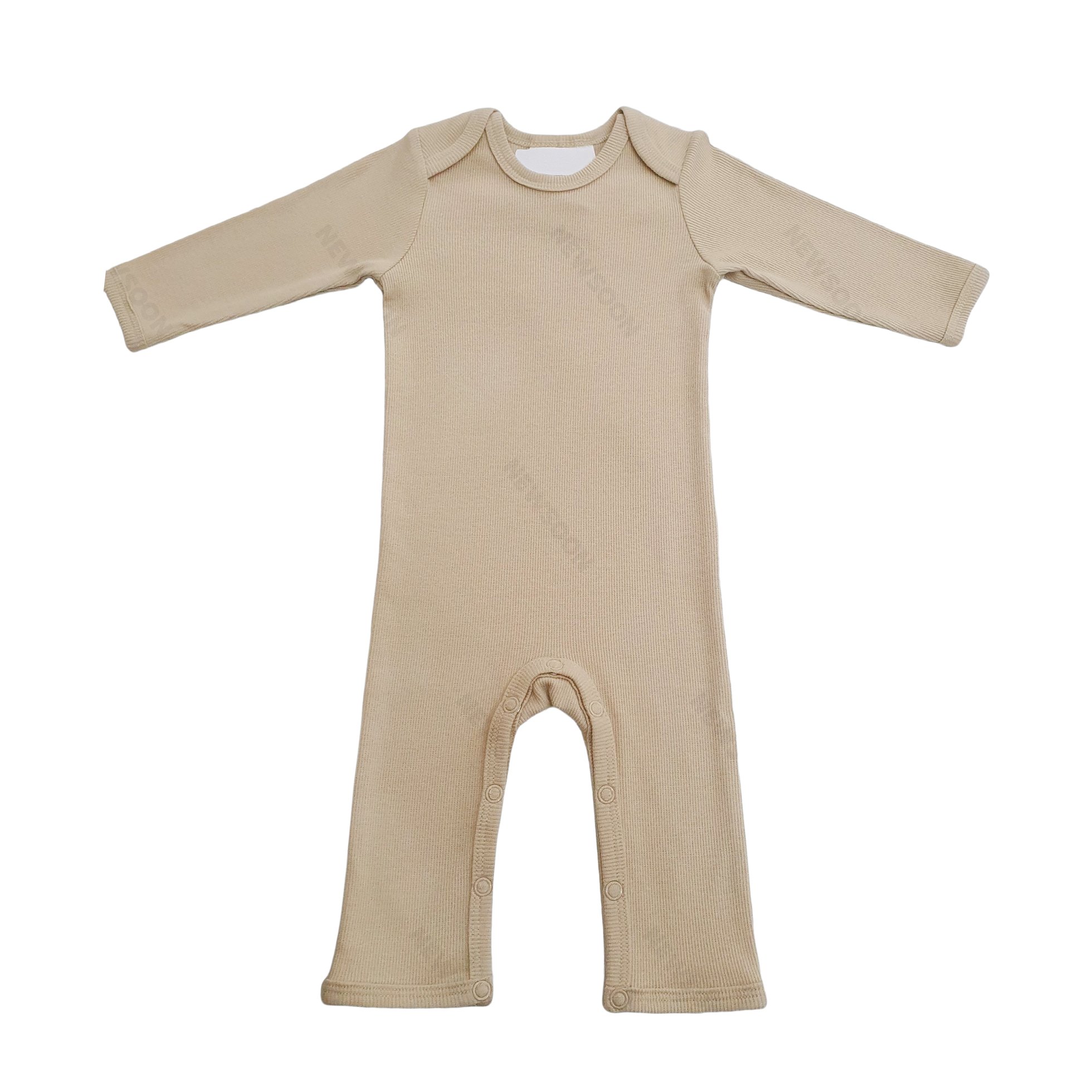 RTS Long Sleeve Playsuit Organic Rib Cotton Baby Romper Gots Certified Solid Color Organic Cotton Onesies Baby Clothes
