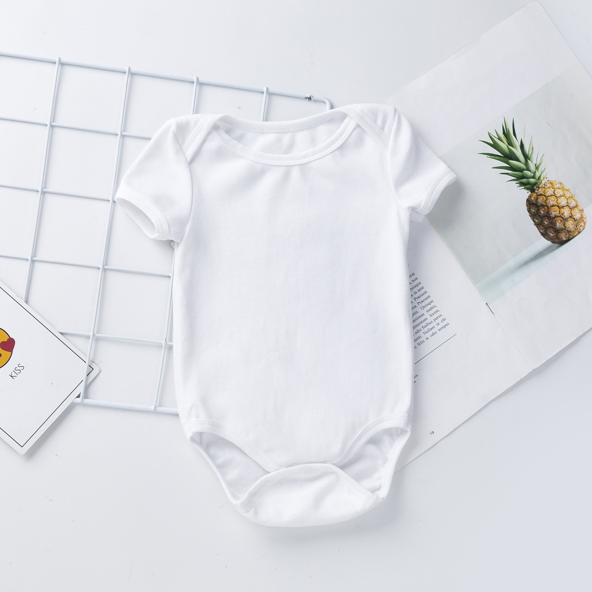 Wholesale Babany bebe Unisex Baby Bodysuit Boys & Girls Pure White Blank Rompers 100% Cotton Solid Color Short Sleeve
