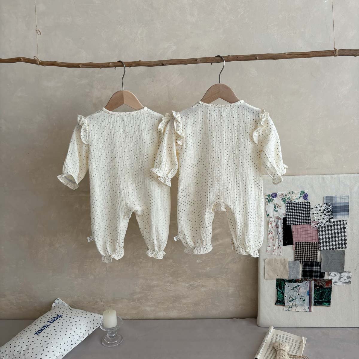 Wholesale 2024 Fall Baby Clothing Fashion Polka Dot Long Sleeve Cotton Baby Rompers