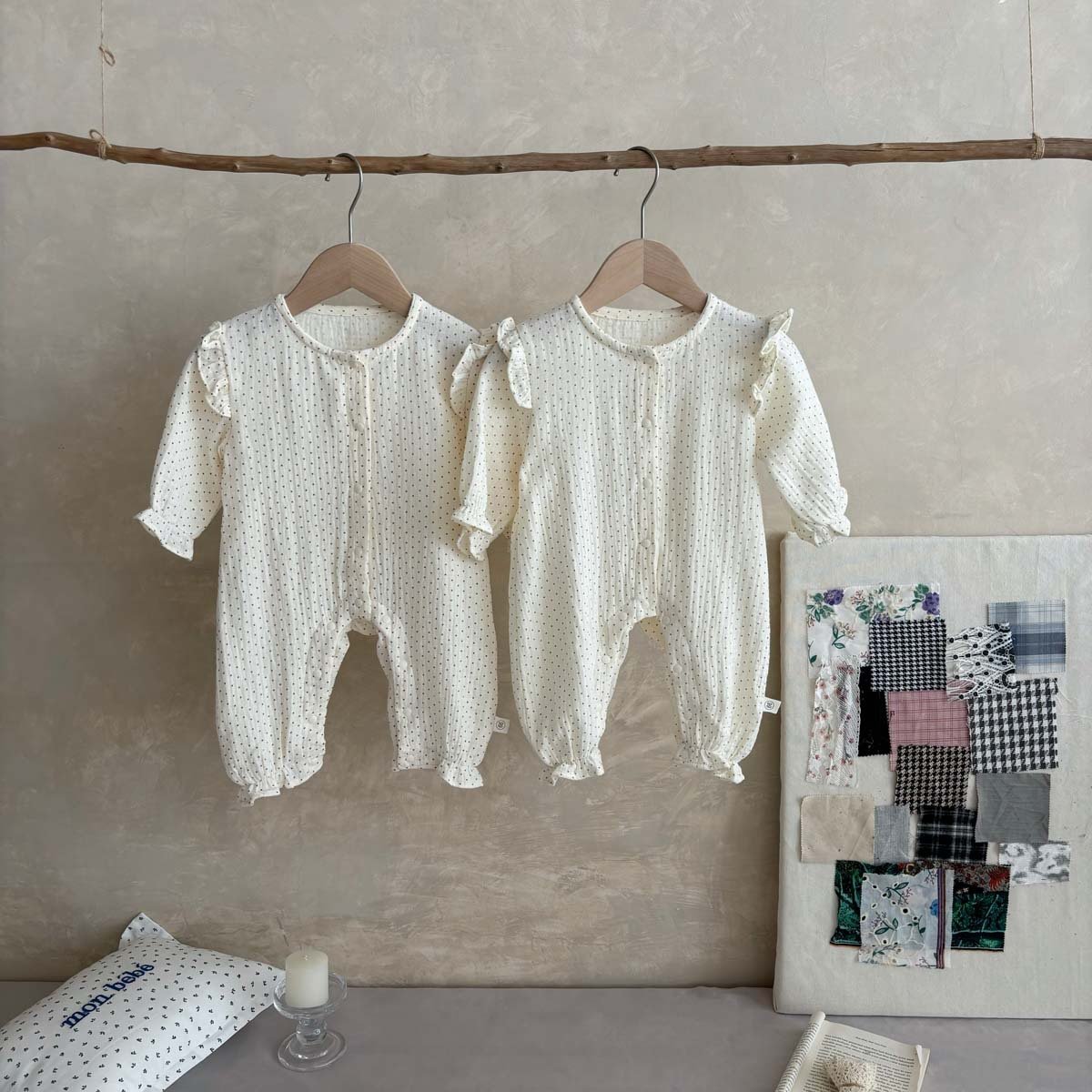 Wholesale 2024 Fall Baby Clothing Fashion Polka Dot Long Sleeve Cotton Baby Rompers
