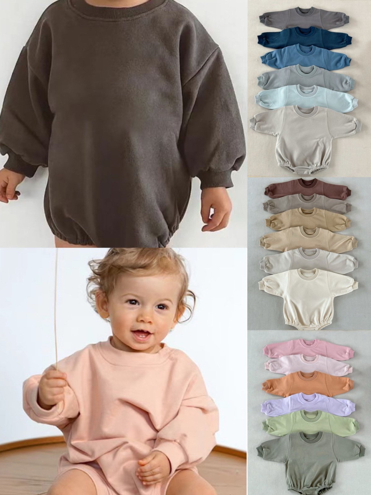 Spring Autumn Cotton Oversized Sweater Romper Sweatshirt Romper Gender Neutral Long Sleeve Baby Boys Bodysuit