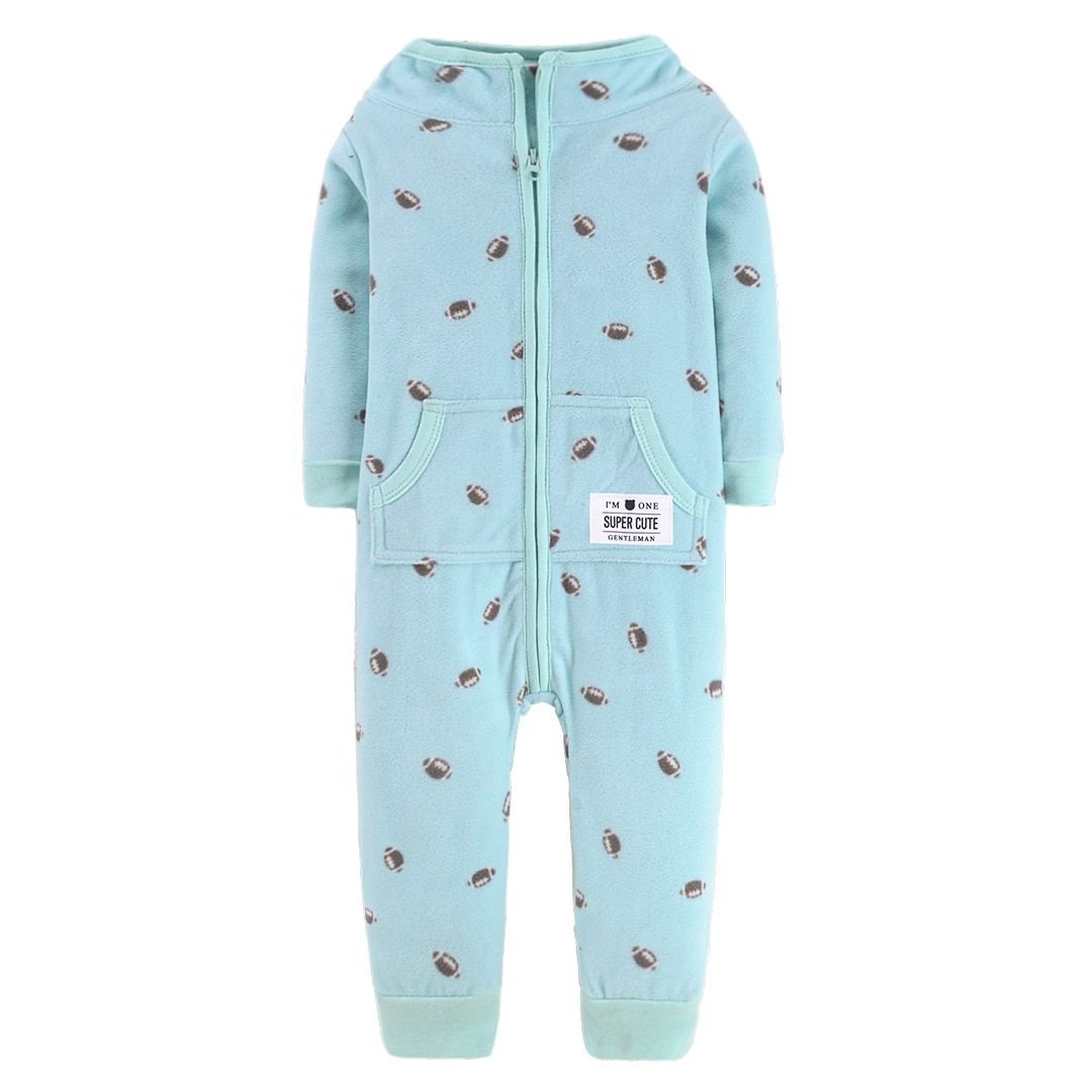 Newborn infant fleece sleepwear zipper pajamas baby boy rompers jumpsuit