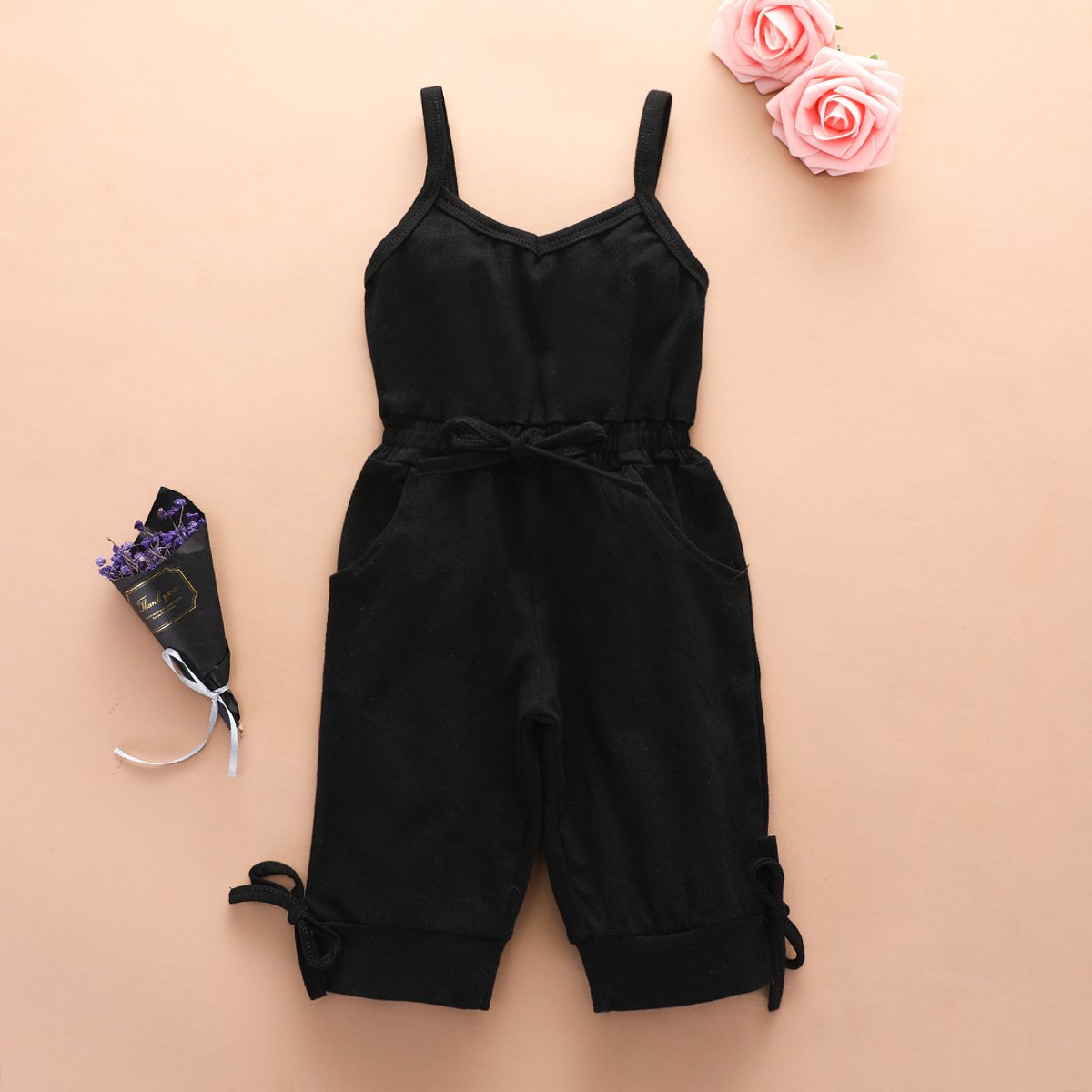 Wholesale Summer Girls' Casual Cotton Jumpsuit with Bow Unisex Animal Pattern 100% Cotton ODM Snap Button Closure