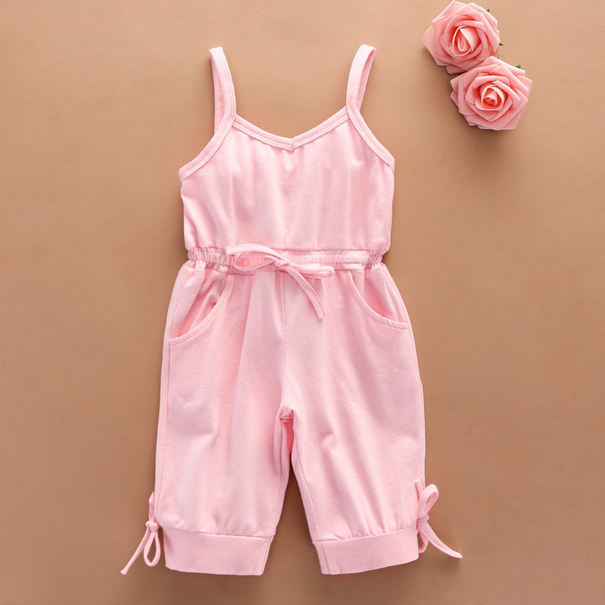 Wholesale Summer Girls' Casual Cotton Jumpsuit with Bow Unisex Animal Pattern 100% Cotton ODM Snap Button Closure
