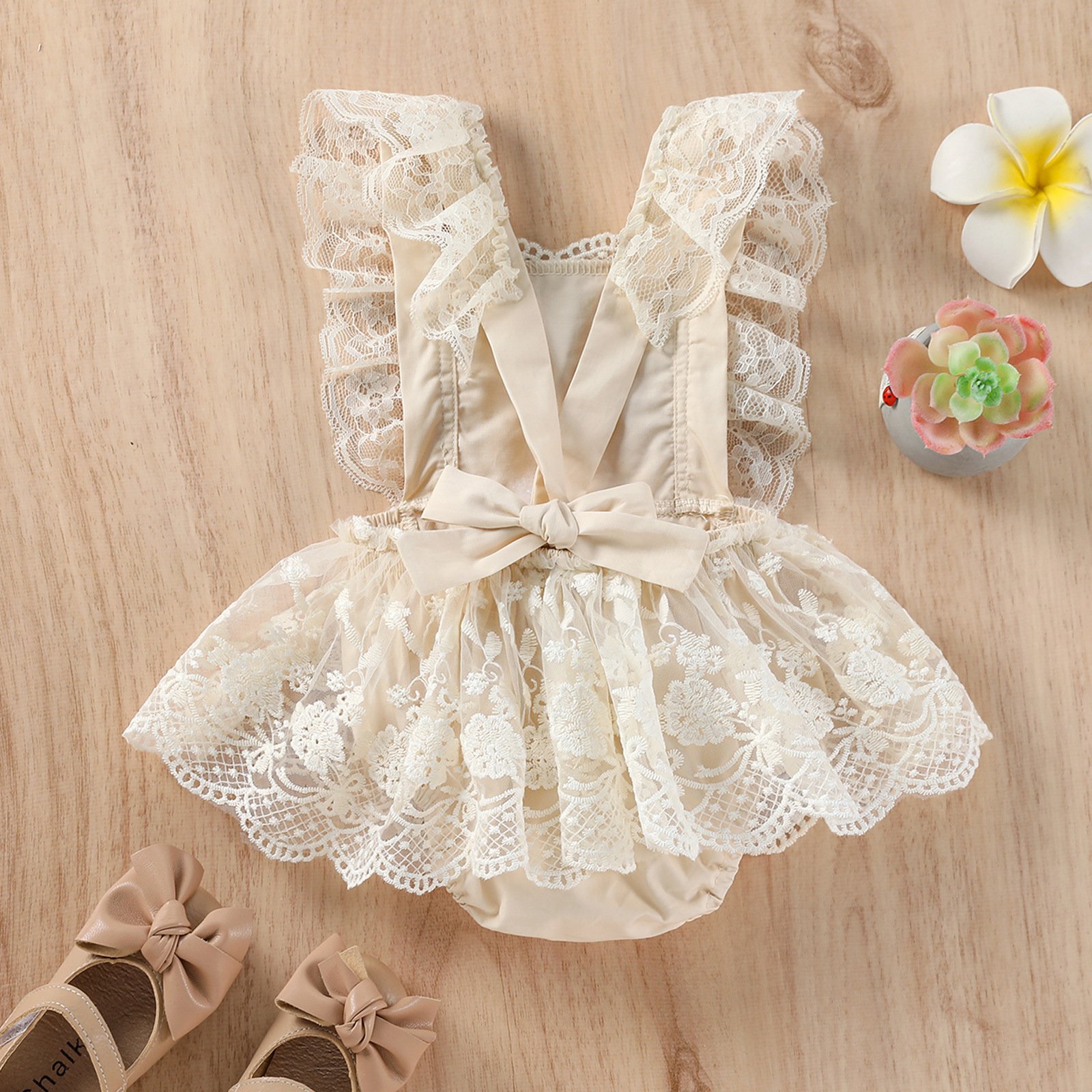 Newborn clothes Baby lace romper bodysuit infant girls fly sleeve romper summer baby girls flower jumpsuit rompers