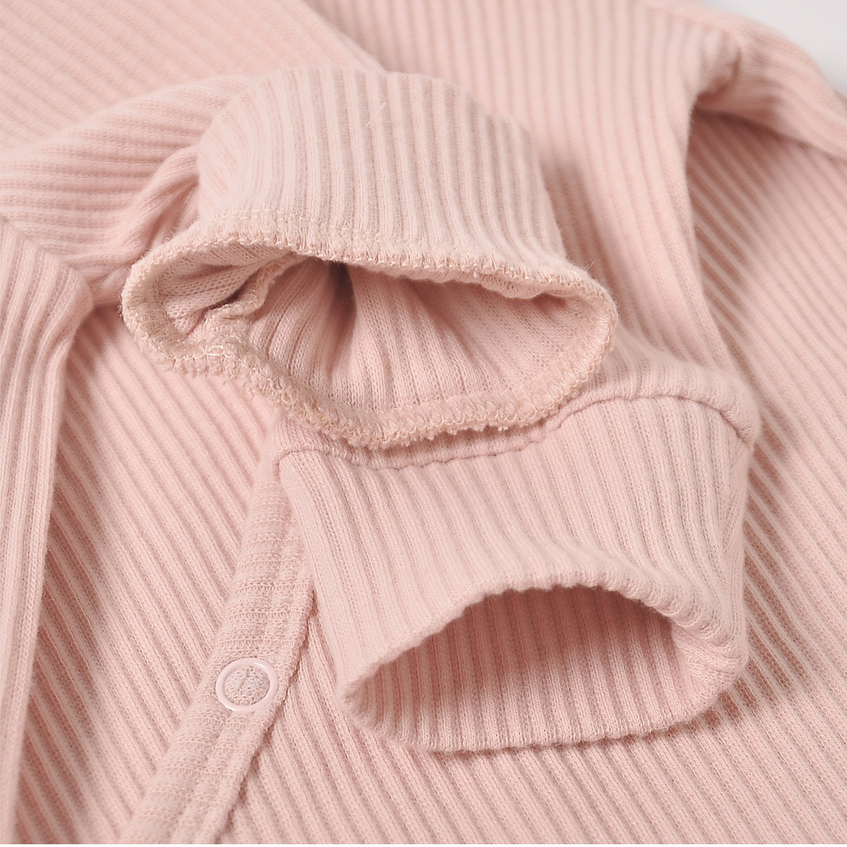 High Quality 2 Pieces Plain Ribbed Cotton Baby Clothes Romper Set