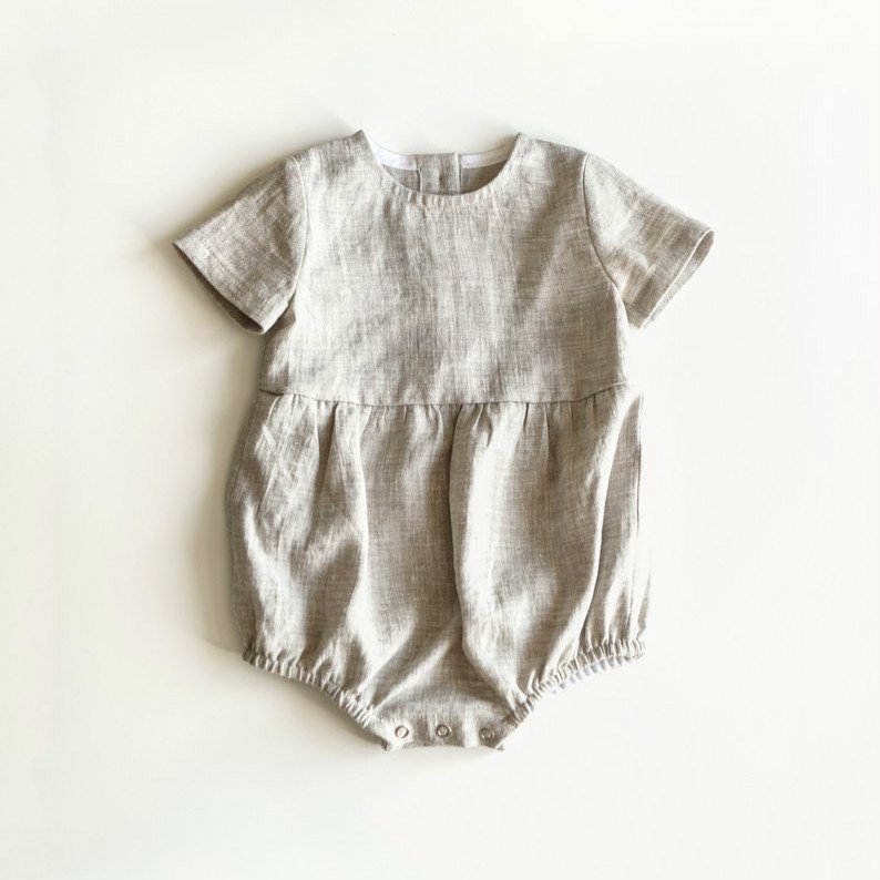 Summer New Linen Newborn One-piece Solid Color Infant Children Outfits Girls Short Sleeve Baby Romper Clothes