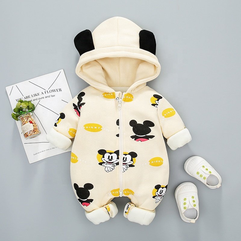 Autumn and winter baby thick quilted romper out newborn newborn winter clothes