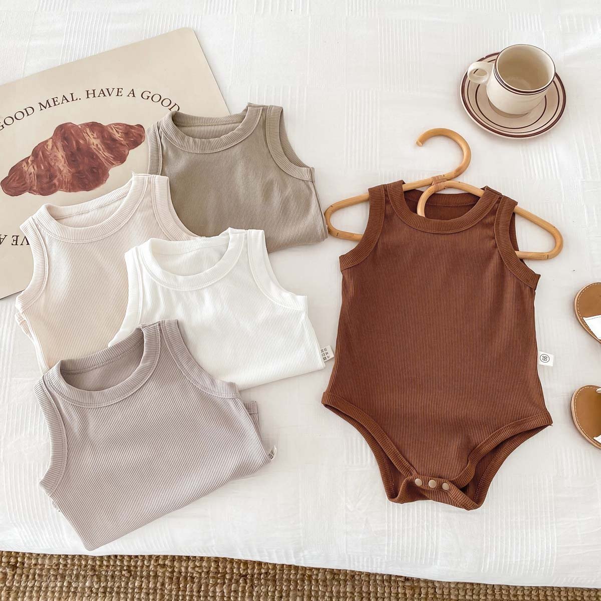 Lightweight Babies Bodysuit Romper Cotton Muslin Sleeveless Baby Romper Thread Style Infant Clothes Unisexe Outdoor