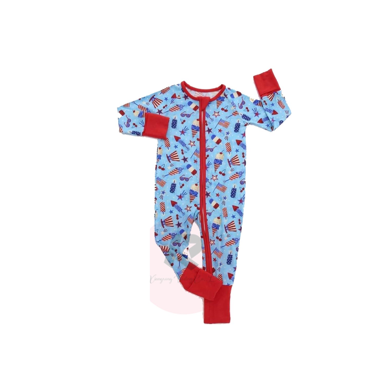 Animals bear Organic Cotton bamboo newborn clothes Custom Label baby bamboo romper with solid footie