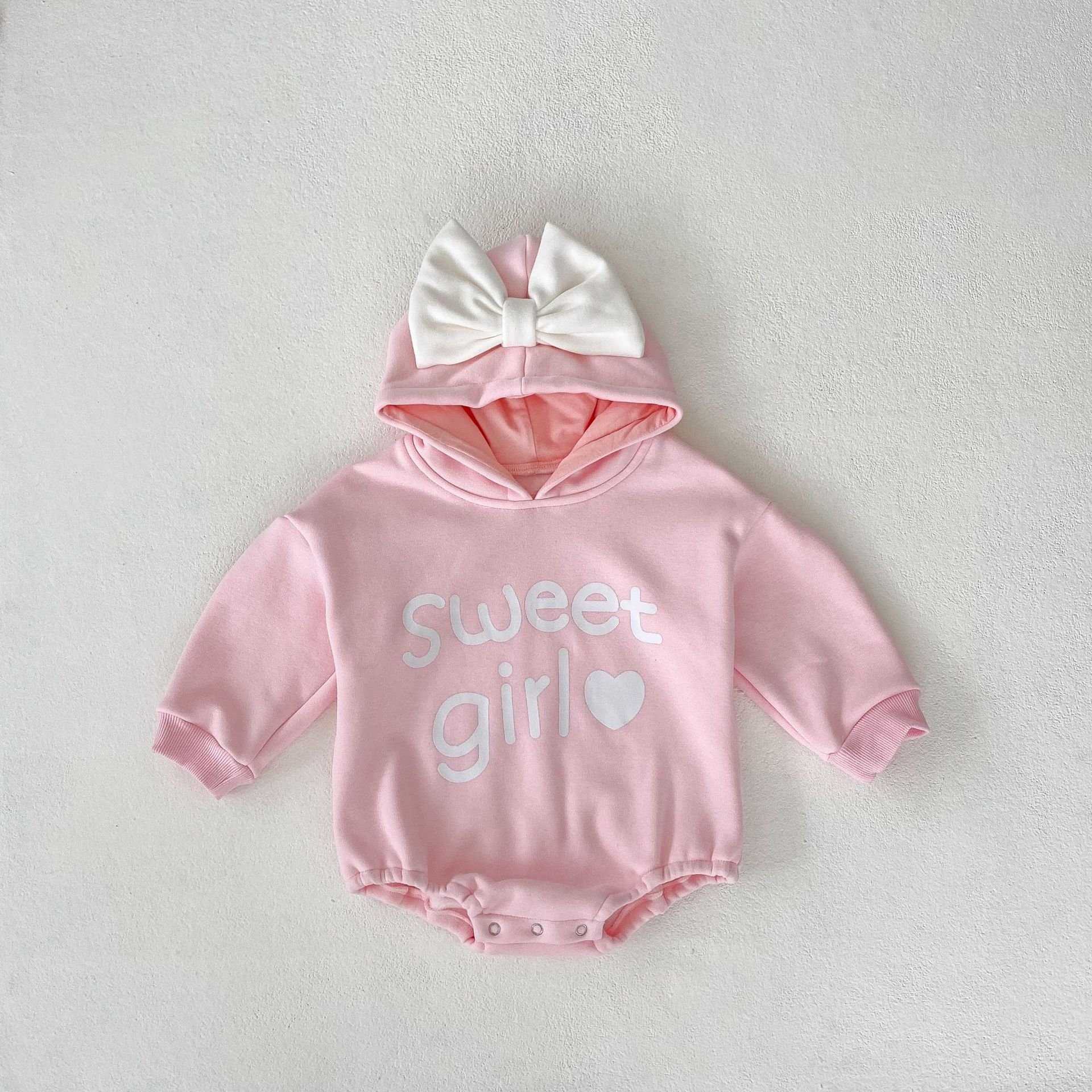 Winter Baby New Born Infant Love Heart Cotton Hoodie Newborn Cotton Bodysuits Girl Baby Romper