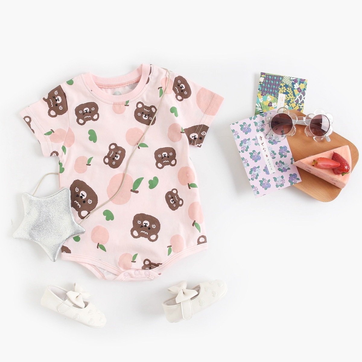 Wrap clothes summer cartoon animal onesie short sleeved climbing clothes baby rompers
