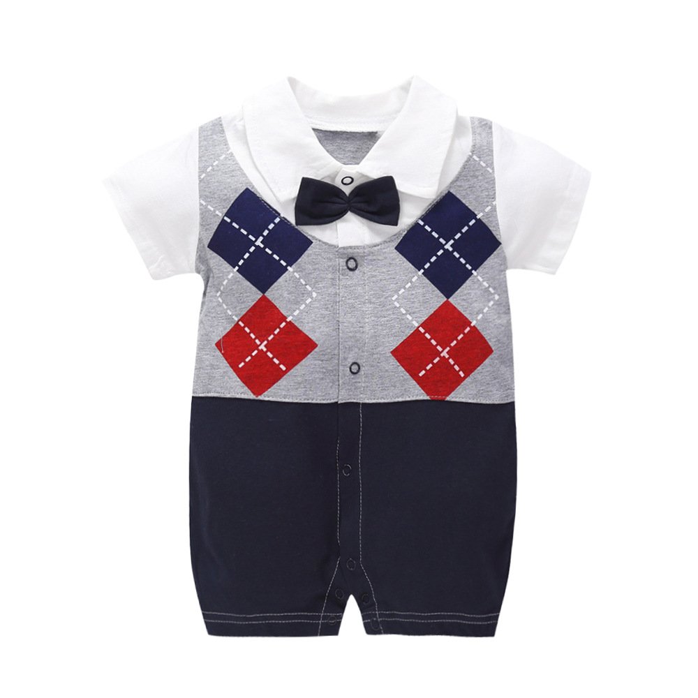 Summer Baby's jumpsuit short-sleeved thin clothes newborn baby boy Gentlemanly style romper for toddlers