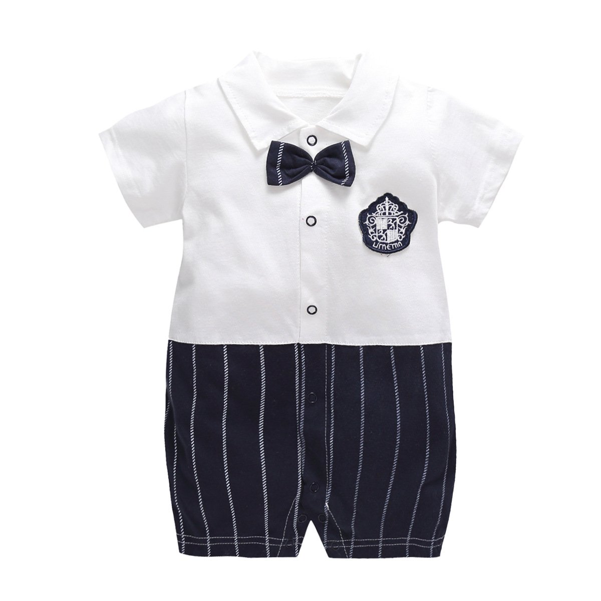 Summer Baby's jumpsuit short-sleeved thin clothes newborn baby boy Gentlemanly style romper for toddlers