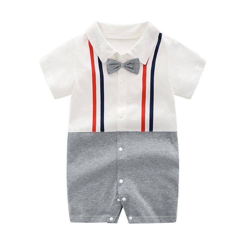 Summer Baby's jumpsuit short-sleeved thin clothes newborn baby boy Gentlemanly style romper for toddlers