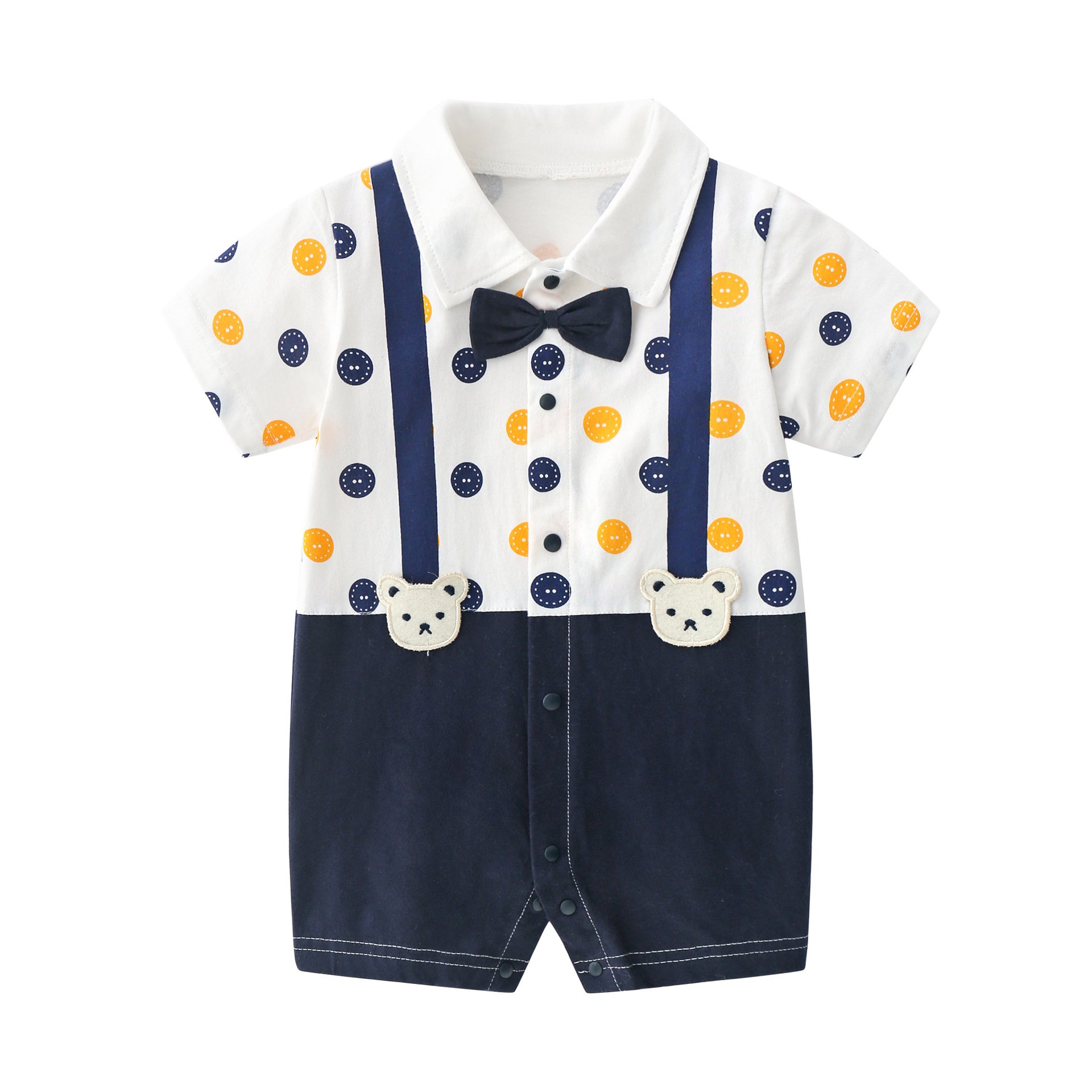 Summer Baby's jumpsuit short-sleeved thin clothes newborn baby boy Gentlemanly style romper for toddlers