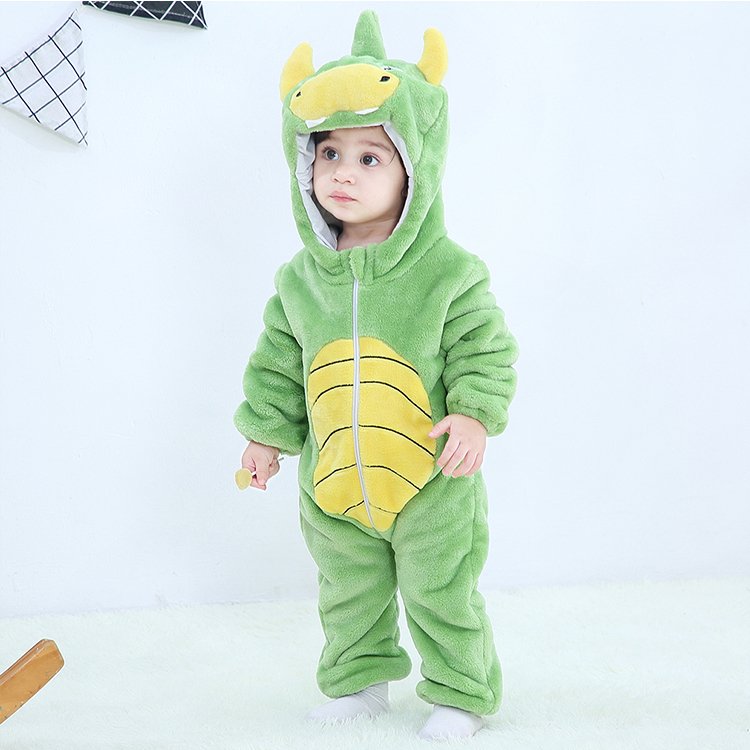 MICHLEY Green Dinosaur Cosplay Infant Newborn Rompers Unisex Baby Clothing
