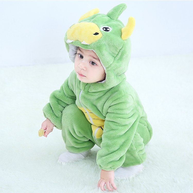 MICHLEY Green Dinosaur Cosplay Infant Newborn Rompers Unisex Baby Clothing