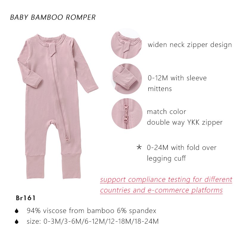Solid and Print Soft Summer Double Way Zipper Bamboo Baby Jumpsuit Baby Onesie Sleeve Infant Mittens Baby Rompers