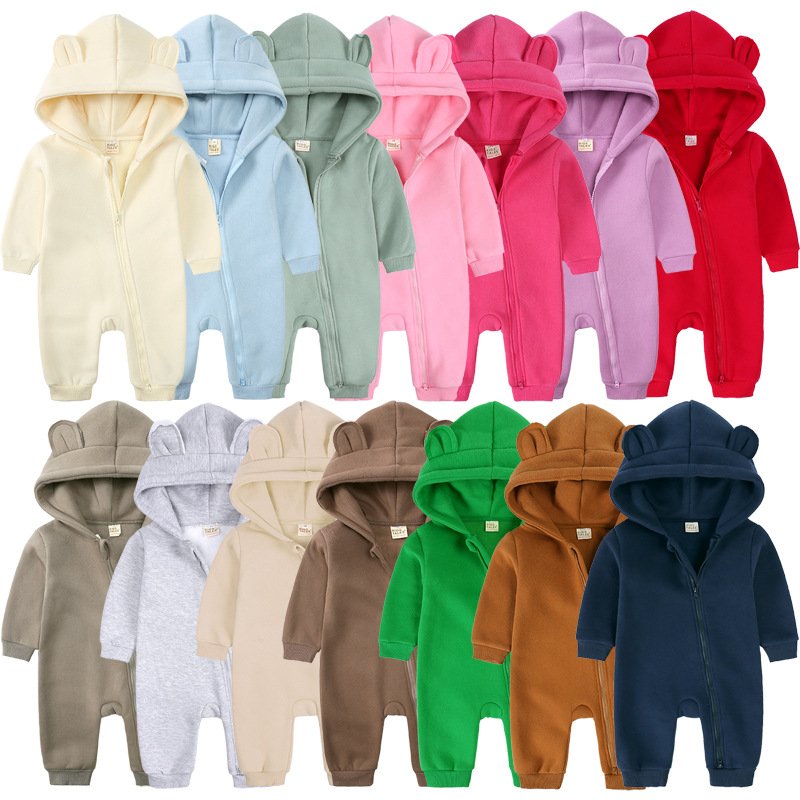 custom new style clothing jumpsuit newborn baby sweatshirt romper clothes kids boy girl winter rompers wholesale zippershirt